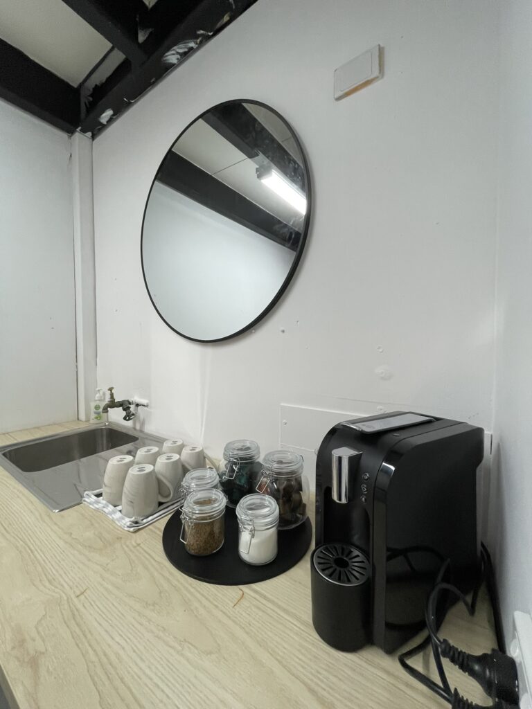 Studio 6 kitchenette with sink and tea and coffee making facilities